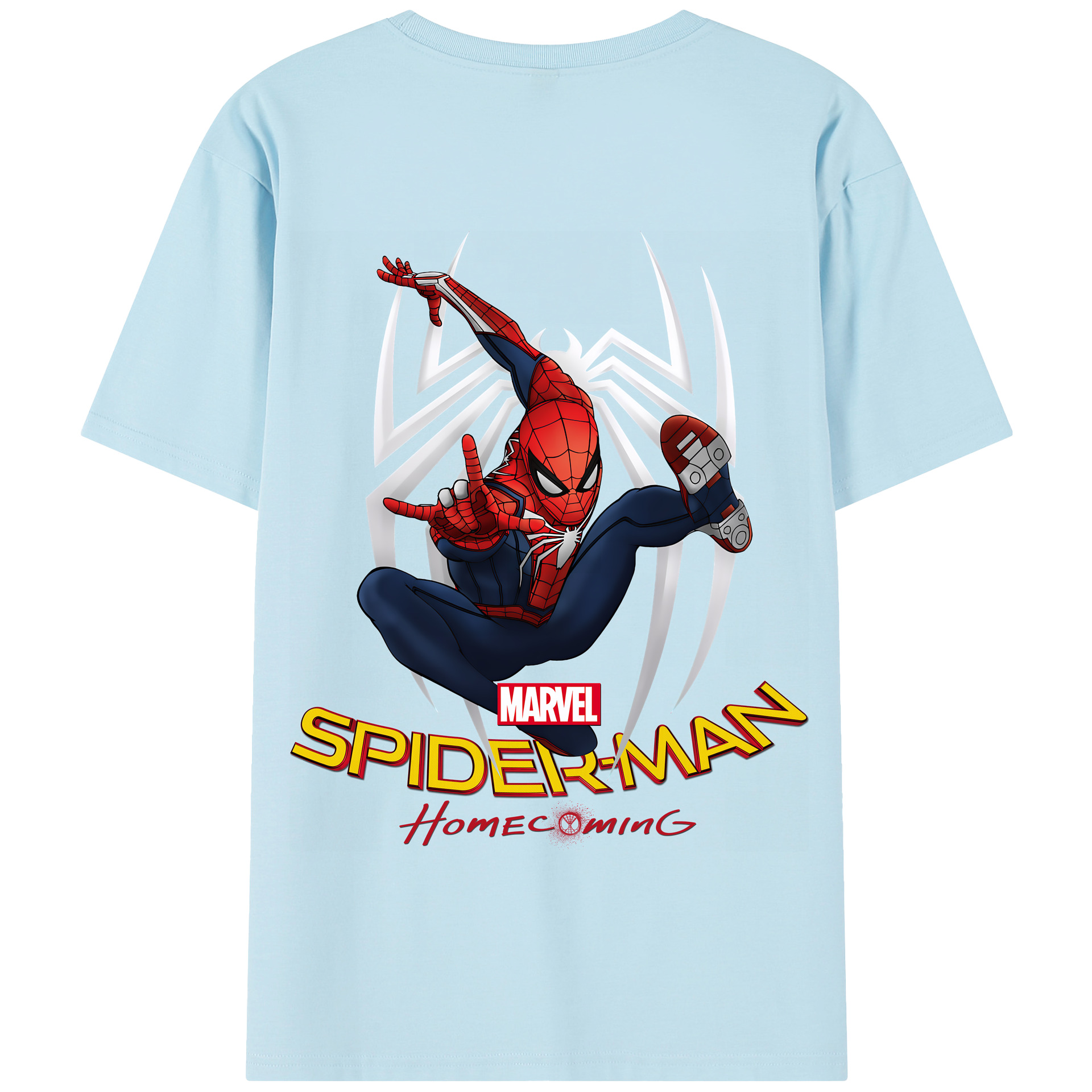 （画像用） Spider Man スパイダーマン 綿100％半袖Tシャツ（背面プリント）
